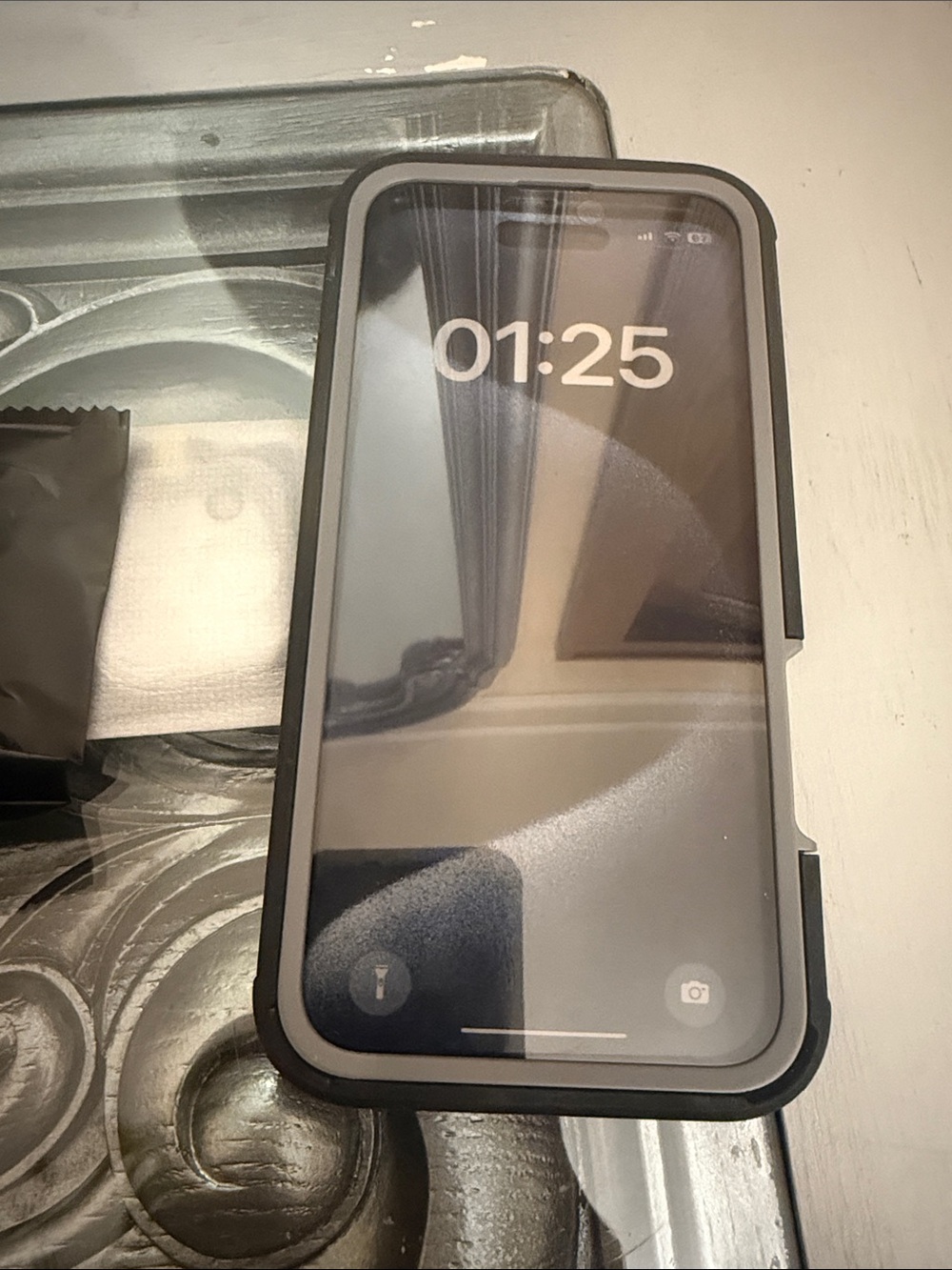 iPhone 16 Pro Max Black Protective Phone Case with Gray Trim